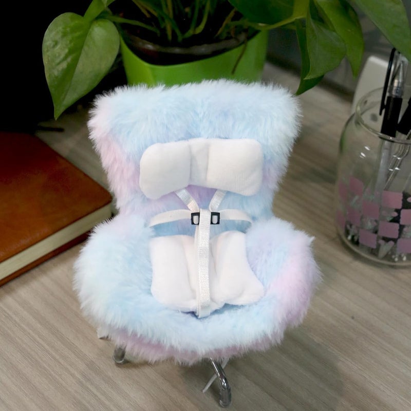 Walant Doll Car Seat Compatible with Labubu, Chair for 10-17cm Dolls - Adjustable Safety Strap, Air Vent Clip & Desktop Stand, Soft Cushion, Car Ornament Gift for Collectors & Fans (Cotton Candy Sky Ombre) - Image 2